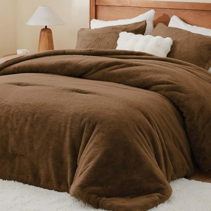 Luxe Flannel Faux Fur Comforter Set – Thick Winter Bedding