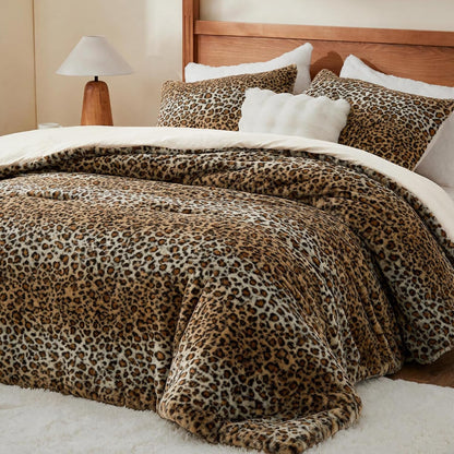 Luxe Flannel Faux Fur Comforter Set – Thick Winter Bedding