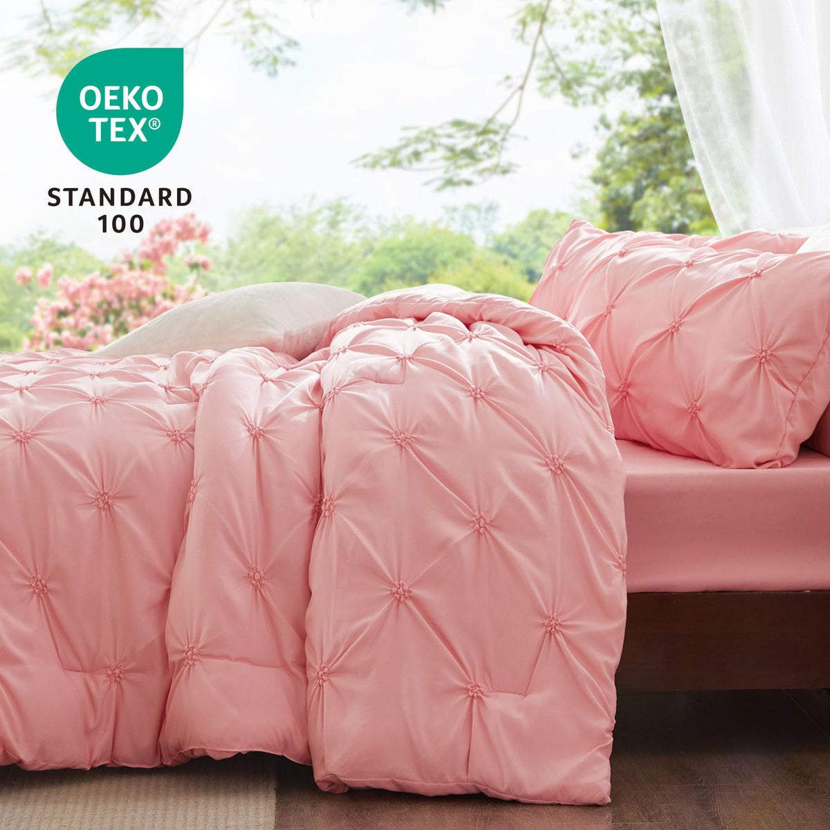 Boho Pintuck Comforter Set – 7-Piece Lightweight All-Season Bedding