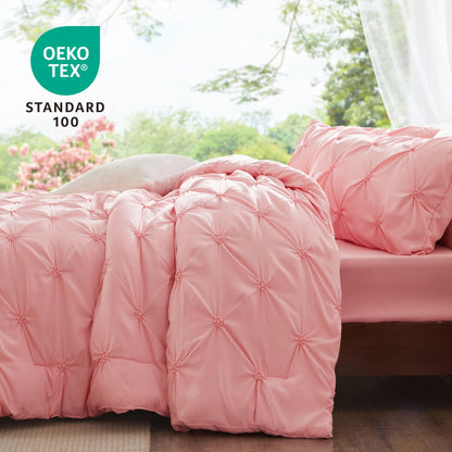 Boho Pintuck Comforter Set – 7-Piece Lightweight All-Season Bedding