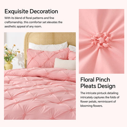 Boho Pintuck Comforter Set – 7-Piece Lightweight All-Season Bedding