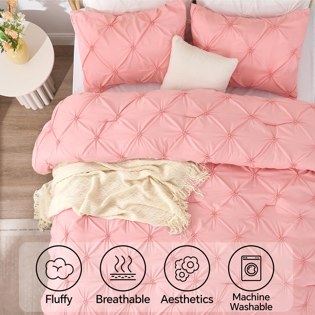 Boho Pintuck Comforter Set – Lightweight All-Season Bedding