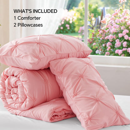 Boho Pintuck Comforter Set – Lightweight All-Season Bedding